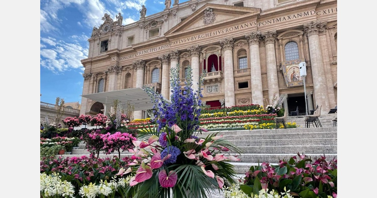 گل هلندی در میدان سنت پیتر در رم در عید پاک